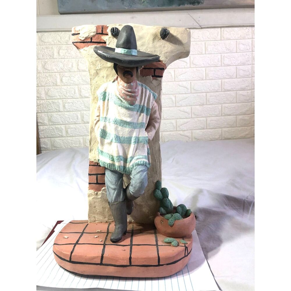 Vintage 1993 Arid Zone Plaster Vaquero Figurine Wall Plaque Signed Southwest 15"